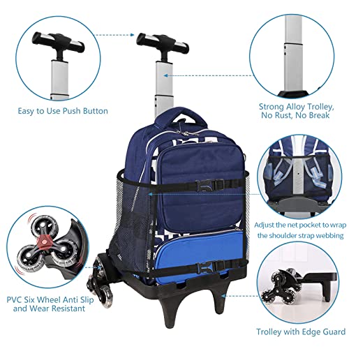 Backpack Trolley Wheeled Cart-Backpack Hand Truck With Net Bag, Aluminium Alloy Folding Trolley Cart For Schoolbag Backpack Travel (6 Wheels With Edge Guard) #TOP2