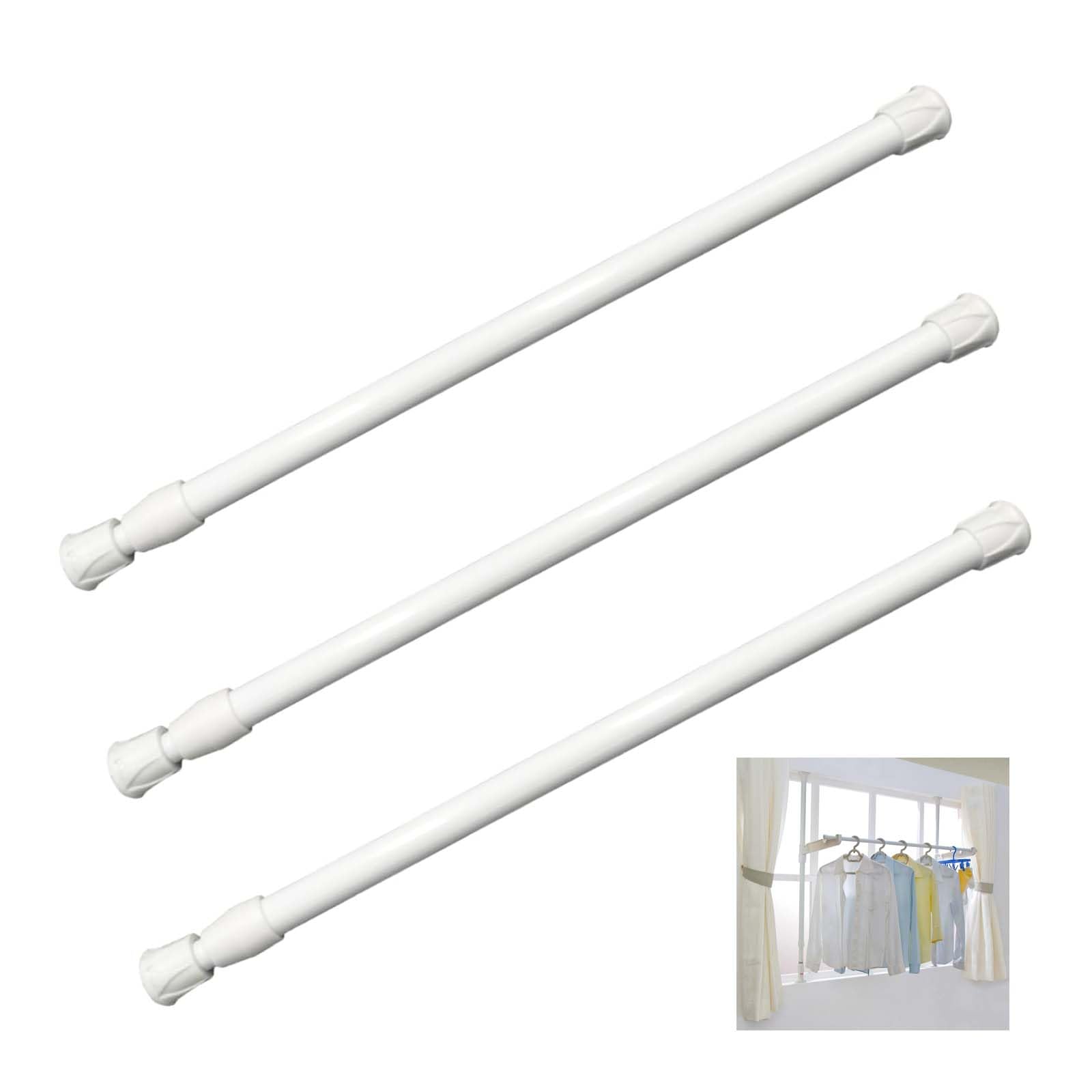 3 Stück Xiciki Klein Teleskopstange, Klemmstangen für Gardinen, 30-50cm Verstellbar Weiß, Klemmstange Ohne Bohren für Gardinen, Schrank, Regal und Als Hängestange