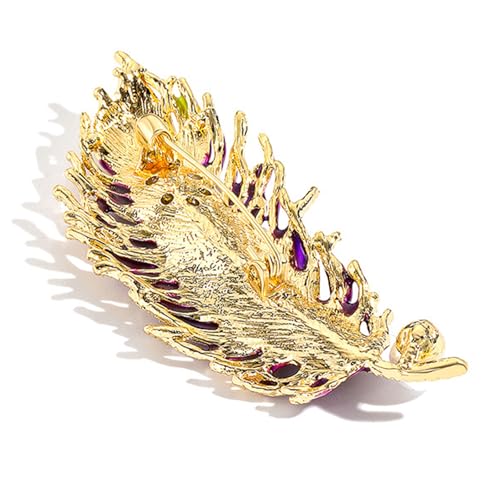 Image of Rhinestone Feather Brooches for Women Men,Vintage Animal Peacock Pin Gold /Silver /Blue / Crystal Diamond Lapel Pins Fashion Enamel Feather Leaf Brooch Elegant Dress Coat Pin Decor Wedding Christmas Birthday Jewelry