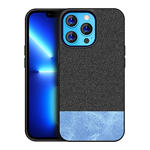 Image of Kapa Soft Fabric & Leather Hybrid Protective Case Cover for Apple iPhone 13 Pro (Black,Blue)
