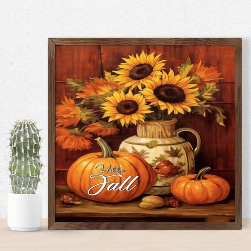 Citation de ferme Hello Fall panneau en bois decoration automne chaleureuse