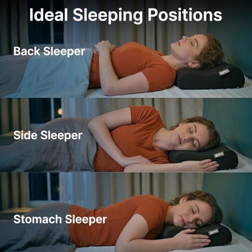 Image of pTron Ergova O2 100% Memory Foam Cervical Neck Pillow, Improves Posture, Spinal Alignment, Neck Pain Relief Cushion, Queen Size 19x11x3.5 inch, Breathable & Washable Zip Cover (White)