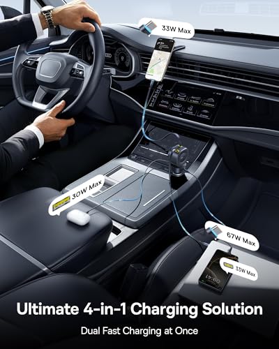 Baseus 163W Retractable Car Charger USB C Fast Charging, PrimeTrip VR2 Max 4 in 1 Fast Car Charger with Dual Retractable USB C Cable for iPhone 17 16 15 Pro Max, Samsung Galaxy S25 Ultra, Android image 3