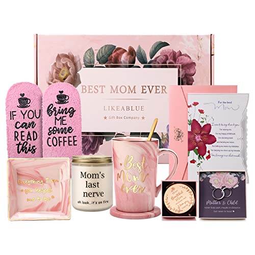 Mothers Day Gifts, Happy Birthday Mom Gifts, Gift Basket For Mom, Gift Box For Women, Wife, Mother In Law, New Mom. Christmas Gift, Mom Gifts For Mothers Day-Coffee Mug Set, Necklace, Socks, Candle #TOP5