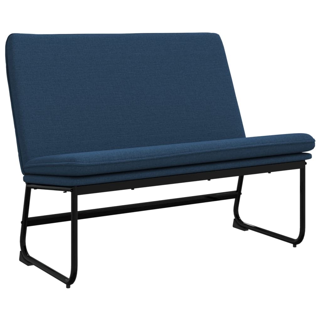 Banco azul 100 x 75 x 76 cm de tela con respaldo acolchado y estructura de metal para salón o pasillo