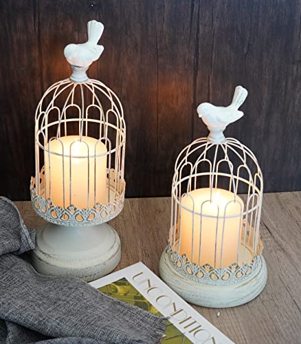 Set Of 2 Decorative Bird Cage Candle Holder For Pillar Candles, Retro Creative Metal Wire Cage Candlestick Holder Bird Decor, Centerpieces Lantern Stand Farmhouse Holiday Decoration, Ideal Gift #TOP2