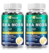 BEWORD Organic Sea Moss Softgels, 180 Capsules - with Irish Sea Moss, Vitamin C,D3, Black Seed Oi...