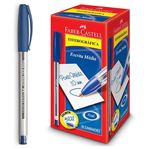 Caneta Esferográfica Trilux 032 Ponta Media 50 Unidades, Faber-Castell, Azul