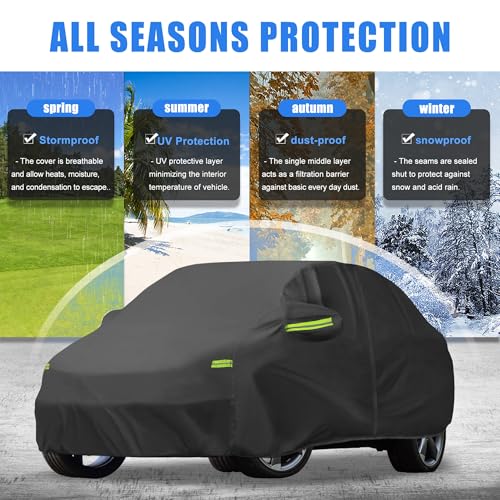 Image of uxcell for Audi Q3 2012-2023 Cover Waterproof Car Cover Outdoor Full Car Cover All Weather Protection Rain Sun Protection with Zipper Black