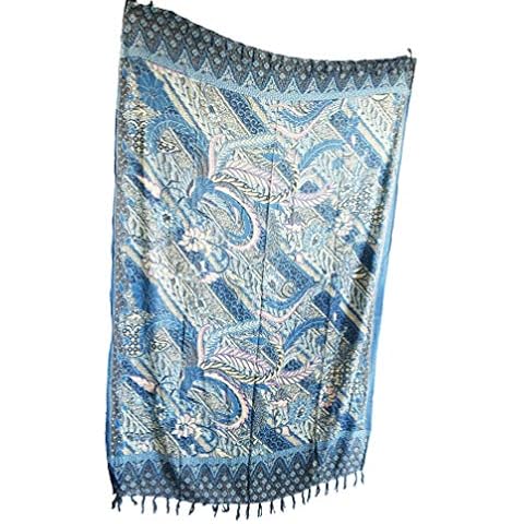 Double Duck Blue Sarong Scarf Beach Wrap Cover up Pareo Traditional Indonesian Print Cover