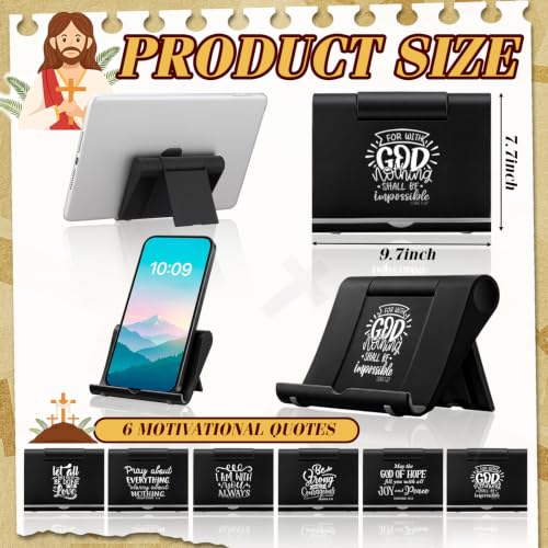 Novabright 24 Pcs Christian Bible Verse Phone Stand for Desk Religious Wooden Phone Holder for Church Baptism Employee Worker Teacher School Office Desktop Accessories (Foldable Style) - Image 2