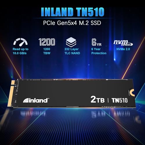 INLAND 2TB TN510 NVMe SSD Internal Solid State Drive - Gen 5x4, PCIe5.0 M.2 2280, seq. Read Speed up to 10,000 MB/s, for - Additional View