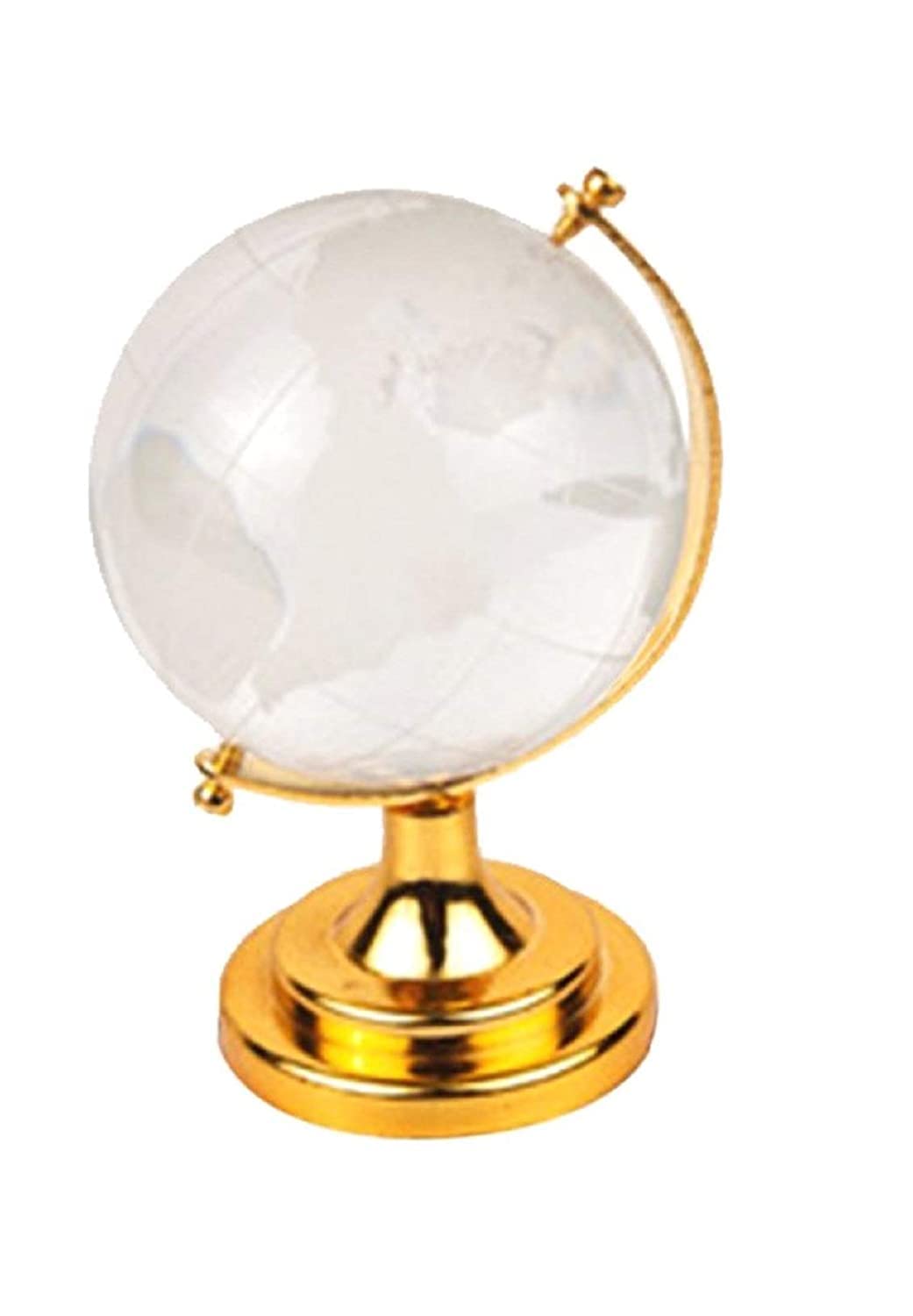 Globe en cristal Feng Shui sphère décorative support doré 9 cm