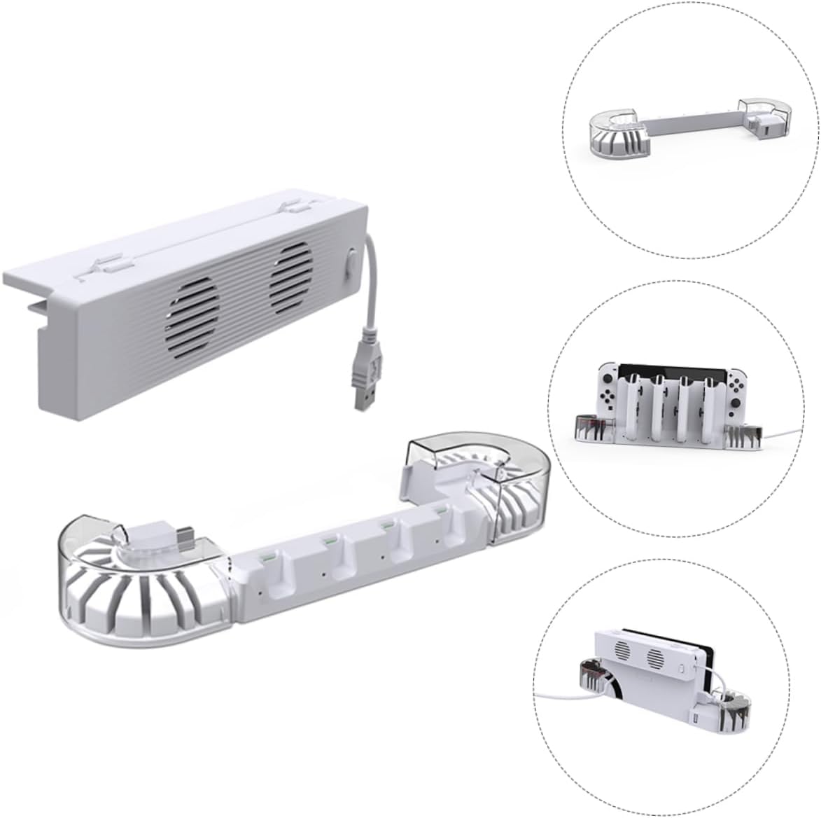 Ciieeo 1set Charging Base Cooling Fan for Game Controller Charger Dock Card Storage High-speed Silent Fan Shaped Design for Gaming Convenience