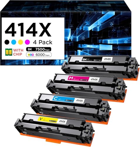 Image of 414X W2020X Toner Cartridges 4 Pack With Chip Compatible for HP M479dw | 414X W2020X W2021X W2022X W2023X Toner High Yield Compatible with M479dw M479fdw M479fdn M454dw M454dn M480f (BK /M /C /Y)