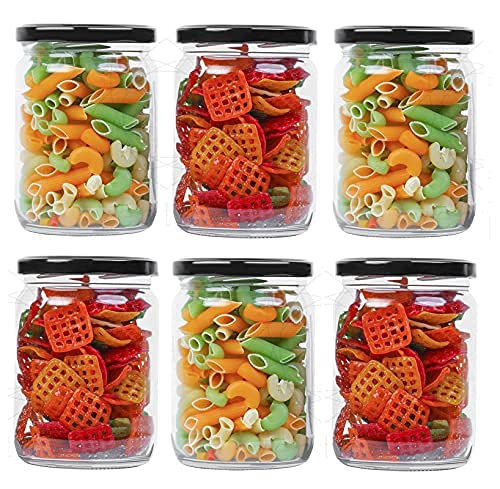 Hari Enterprise Round Glass Jars for Kitchen | Jar for Dried Masala | Honey | Spices Herbs Air-Tight Storage Containers (500ml | Pack of 6)