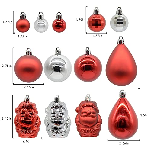 Christmas Ball Ornaments For Xmas Christmas Tree - 104 Pieces Shatterproof Plastic Christmas Ball Ornaments With Hanging Loop For Holiday And Party Deocation (Red & Silver) #TOP5