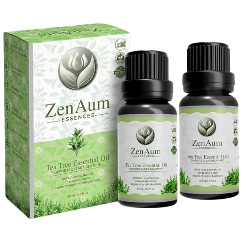 Image of 100% Pure Tea Tree Essential Oil | Antibacterial & Skin Healing | Acne, Scalp & Hair Care| FDA Approved | Aromatherapy & Massage Use - 15ml - Pack of 2