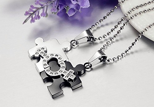 Sunnyhouse His & Hers Matching Set Titanium Couple Pendant Necklace Korean Love Style In A Gift Box (One Pair) #TOP1