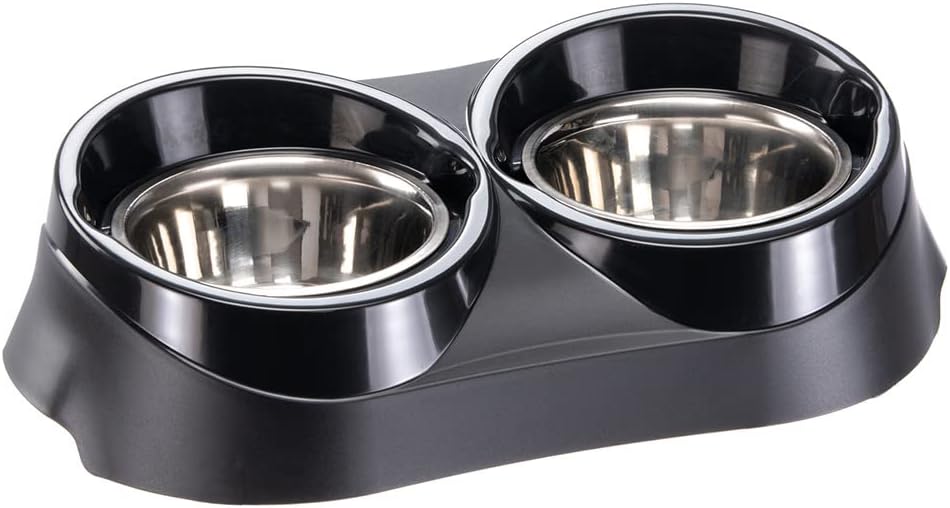 Porta Ciotola per Cani Ferplast Duo con 2 Ciotole in Acciaio Inox, 1,7 Litri
