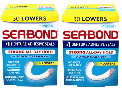 Sea Bond Secure Denture Adhesive Seals, Original for Lowers, All-Day-Hold, 30 Count - 2 Pack