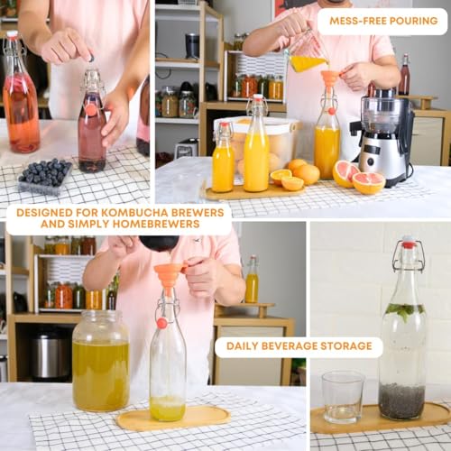FastRack Swing Top Glass Bottles 16 oz (500ml) – 2 Pack | Clear Flip Top Bottles with Airtight Lids | Reusable Glass Containers for Olive Oil, Vinegar, Kombucha, Beer & Fermentation - Thumbnail 7