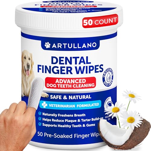 Dog Teeth Cleaning Wipes - 50 Dog Dental Care...
