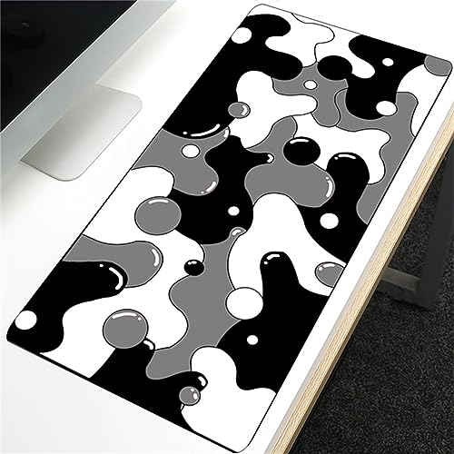 Tapis de Souris XL 800x400x3mm Grand Tapis de Souris Gaming Tapis de Bureau Tapis de Souris étendu Base en Caoutchouc Anti-Glissant pour Joueur Bureau Maison - Noir Gris Blanc