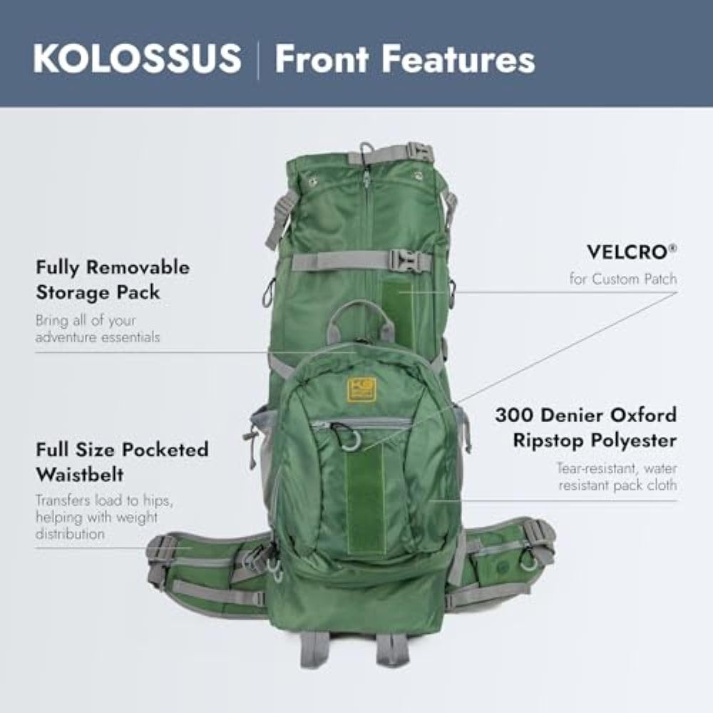 K9 Sport Sack | Kolossus Dog Carrier Backpack for Small and Medium Pets | Front Facing Adjustable Dog Backpack Carrier | Fully Ventilated | Veterinarian Approved (X-Large, Kolossus - Green)