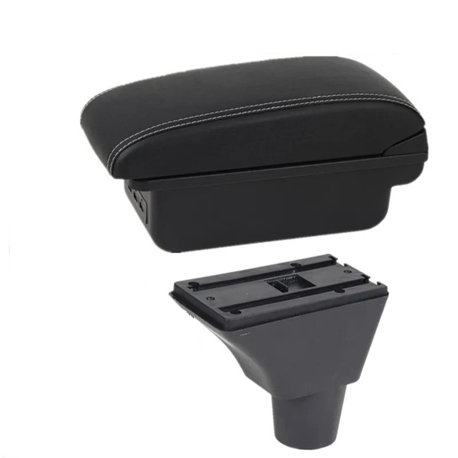 Hguvsjd Armrest Box For Fiat For Panda II 2 Center Console Storage Box USB Port Interior Dedicated Retrofit Accessories Car Armrests(B Black white 3USB)