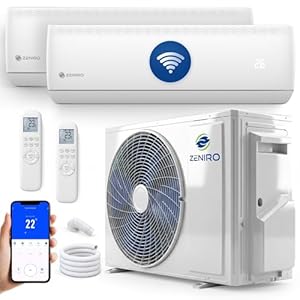 ZENIRO Klimaanlage Multi Split Klimagerät Set Air Conditioner mit Heizfunktion (2x 2, 6kW (jeweils bis 45 m²) | Außen: 5, 3kW)