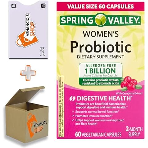Probiotics for Women Capsules, Dietary Supplement 1 Billion CFUs - Digestive Health by Spring Valley (60 Capsules - Pack of 1) Cover