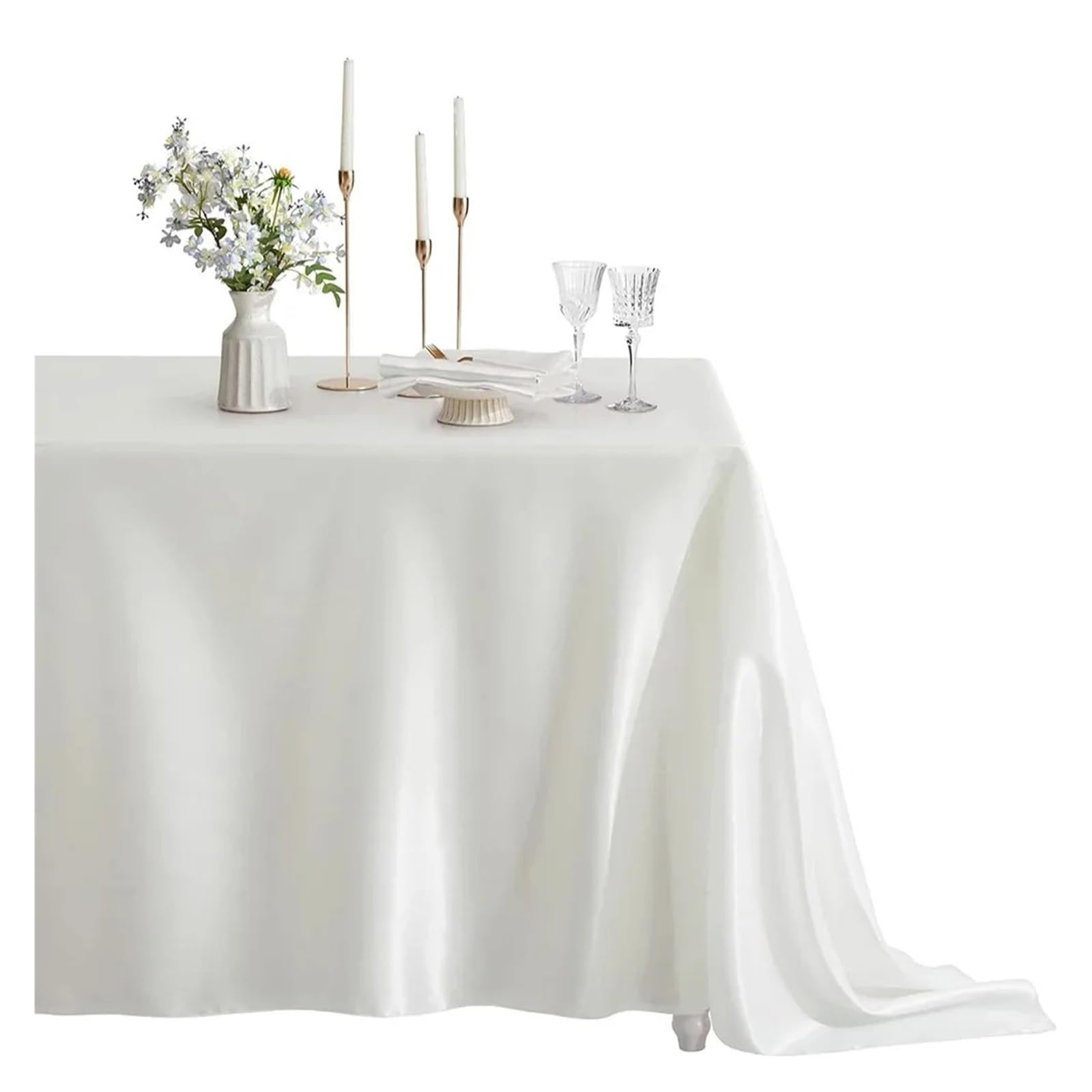 LOPJGGYF Rectangle Satin Tablecloth Wedding Table Cloth White Black For Party Birthday Events Banquet Decor Home Dinner Tablecloths for Wedding Banquet Party Events(White,145x220cm)