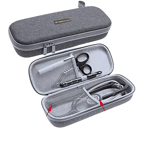 ASA TECHMED Semi Hard Stethoscope Carry Case, fits 3M Littmann Stethoscope and Other Accessories (Grey)