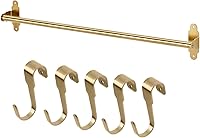 IKEA 60cm Polished Brass Wall Rail with 5 Hooks - Space-Saving Kitchen Storage Organizer Utility Hooks