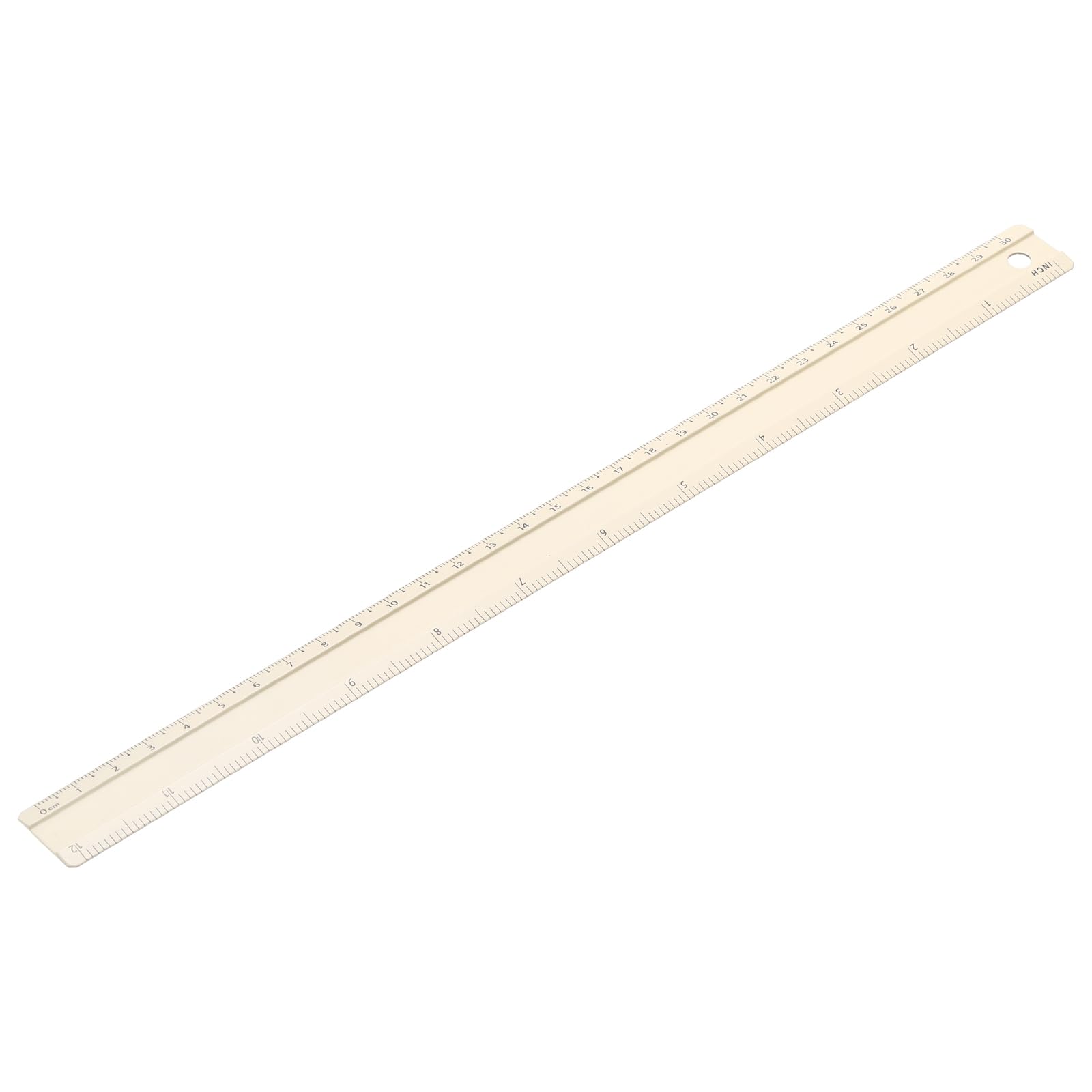 PATIKIL Metal Ruler 12 Inch/30cm, 1 Pcs Aluminum Straight Edge Ruler, Dual Scale Measuring Tool with Inch/Centimeter Scales & Hole for Math Office Drawing Engineering Home, Yellow