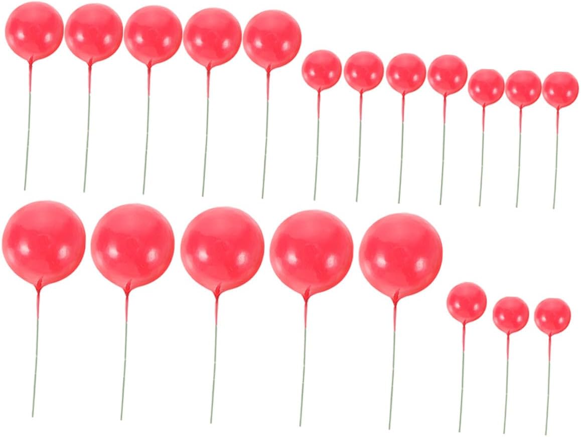 40pcs Balloon Cake Toppers Party Cupcake Picks Red 2cm-4cm Wedding Birthday Cake Decorations Non-edible for Celebration