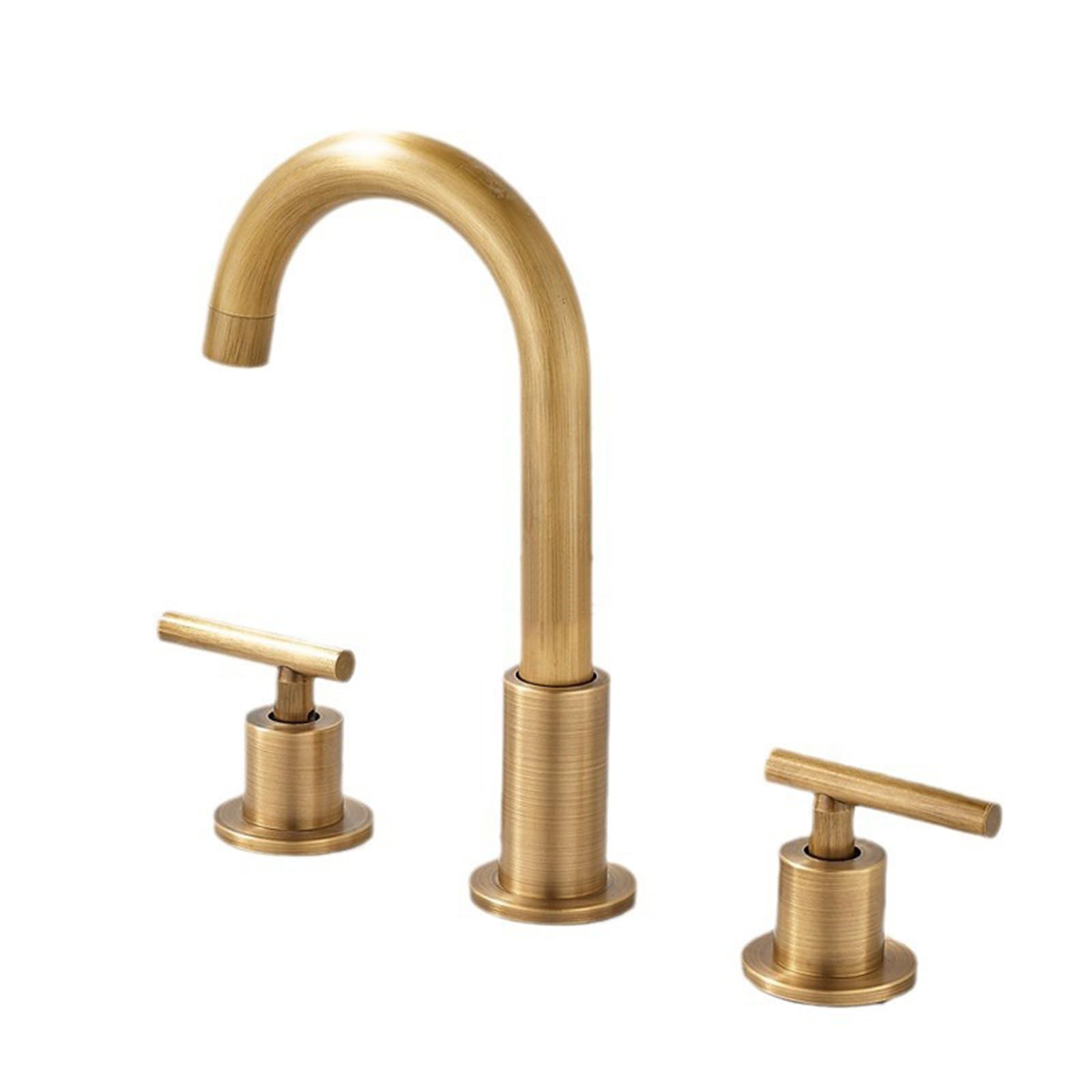 3 Hole Basin Mixer Faucet Antique Brass 2 Handles Bathroom Sink Faucets 3 Hole-Antique