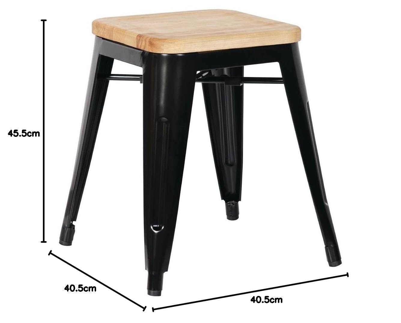 Bolero GM635 acciaio Bistro Low sgabelli con cuscino in legno, nero (confezione da 4)