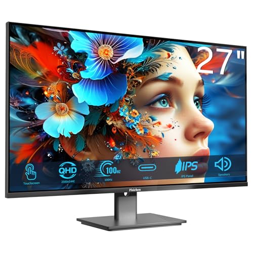 Image of Touchscreen Monitor 27 inch 2K 100Hz Gaming Monitor, QHD 2560x1440 IPS PC Monitors, 10-Point Touch Screen Computer Monitors, with USB C HDMI DP Ports, Built-in Speakers