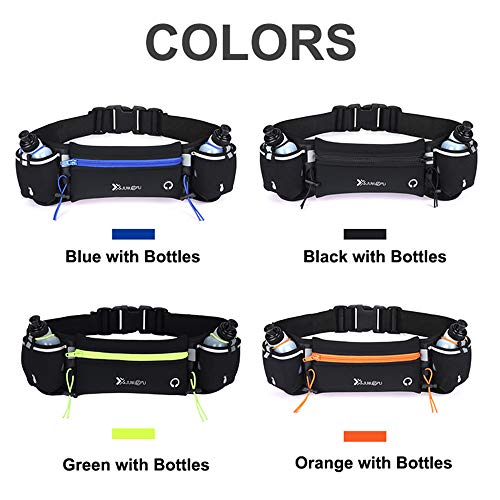 Ajcoflt Bolsa de cintura Cinto de corrida com garrafas de água Bolsa de telefone à prova d'água par