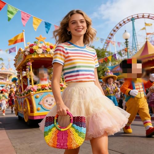 Bolso Tote de playa tejido para mujer miniatura 3