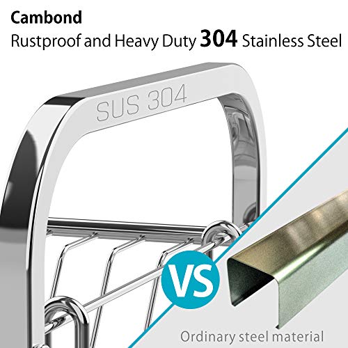 Dish Rack, Cambond 304 Stainless Steel 2 Tier Dish Drying Rack with Drain Board, Utensil Holder, Cutting Board Holder, Rustproof Dish Drainer for Kitchen Countertop, Silver - Thumbnail 3