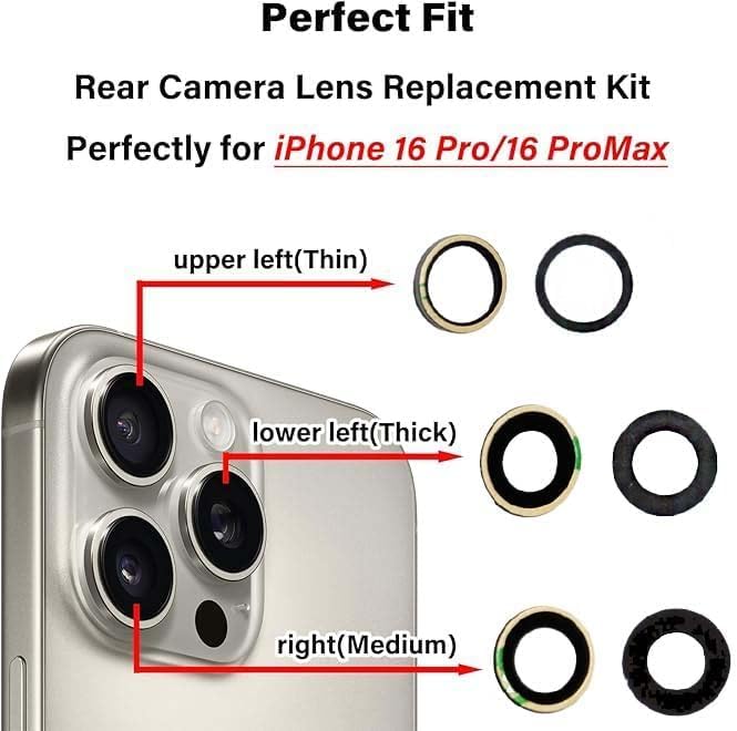 VETRINO FOTOCAMERA POSTERIORE IPHONE 16 PRO LENTE VETRO CAMERA