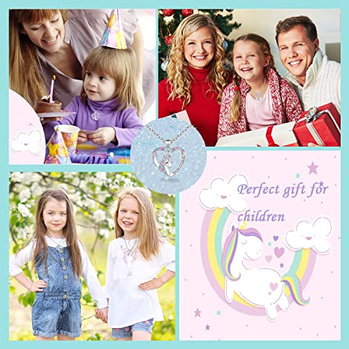 Magical Necklace For Girls Crystal Heart Pendant Necklaces Unicorn Jewelry Gifts For Girls Daughter Granddaughter Niece Birthday #TOP4