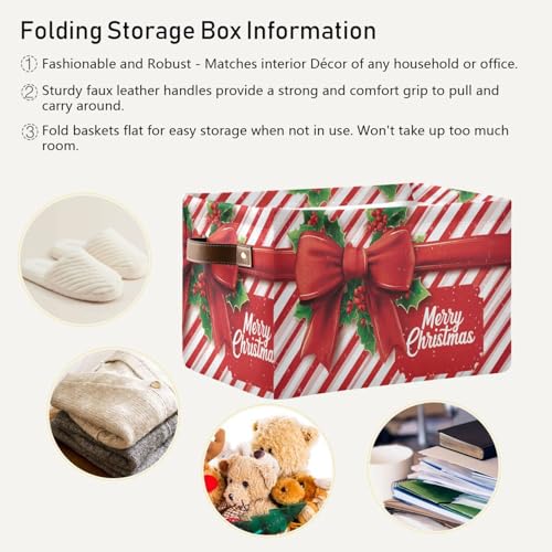 Image of Aslsiy Storage Basket Holiday Bows Christmas Decor (3) Nursery Bins Baby Box Canvas Clothes Shelf Basket Laundry Hampers 2 Pcs