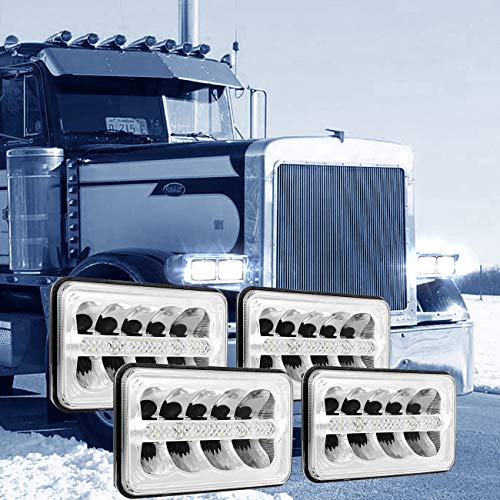 Auxbeam 4x6 LED Headlights Replacement H4651 H4652 H4656 H4666 H6545 4x6 Inch LED Headlights Headlamp for Peterbil Kenworth Probe Chevrolet Oldsmobile Cutlass with DRL High Low Beam (4 pcs)