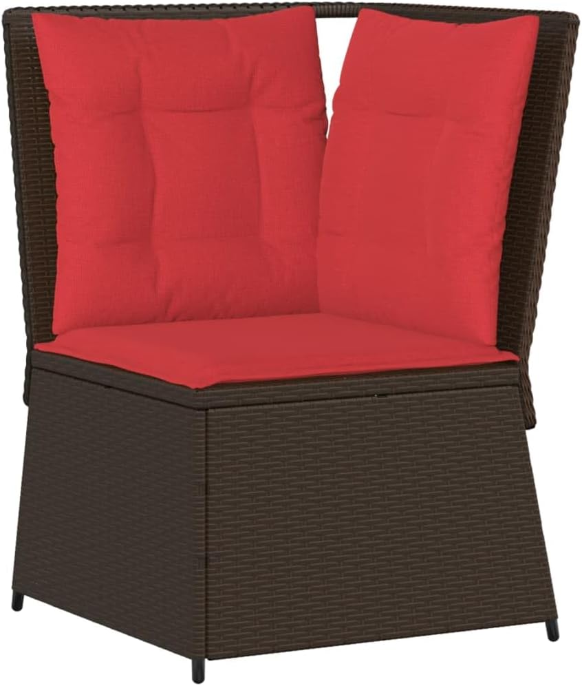 vidaXL Patio Sofa Brown PE Rattan and Powder-Coated Steel Medium Modular