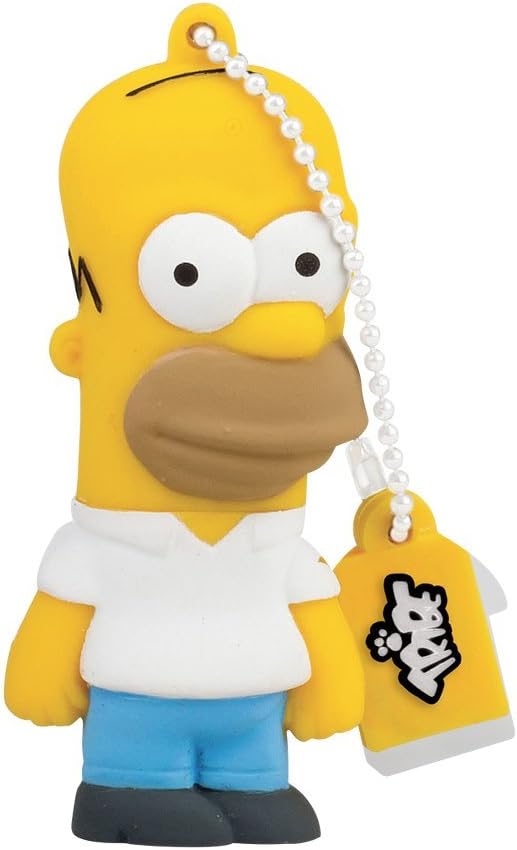 Tribe Simpsons Homer USB Stick 8GB Pen Drive USB Memory Stick Flash Drive, Gift Idea 3D Figure, PVC USB Gadget with Keyholder Key Ring – Yellow