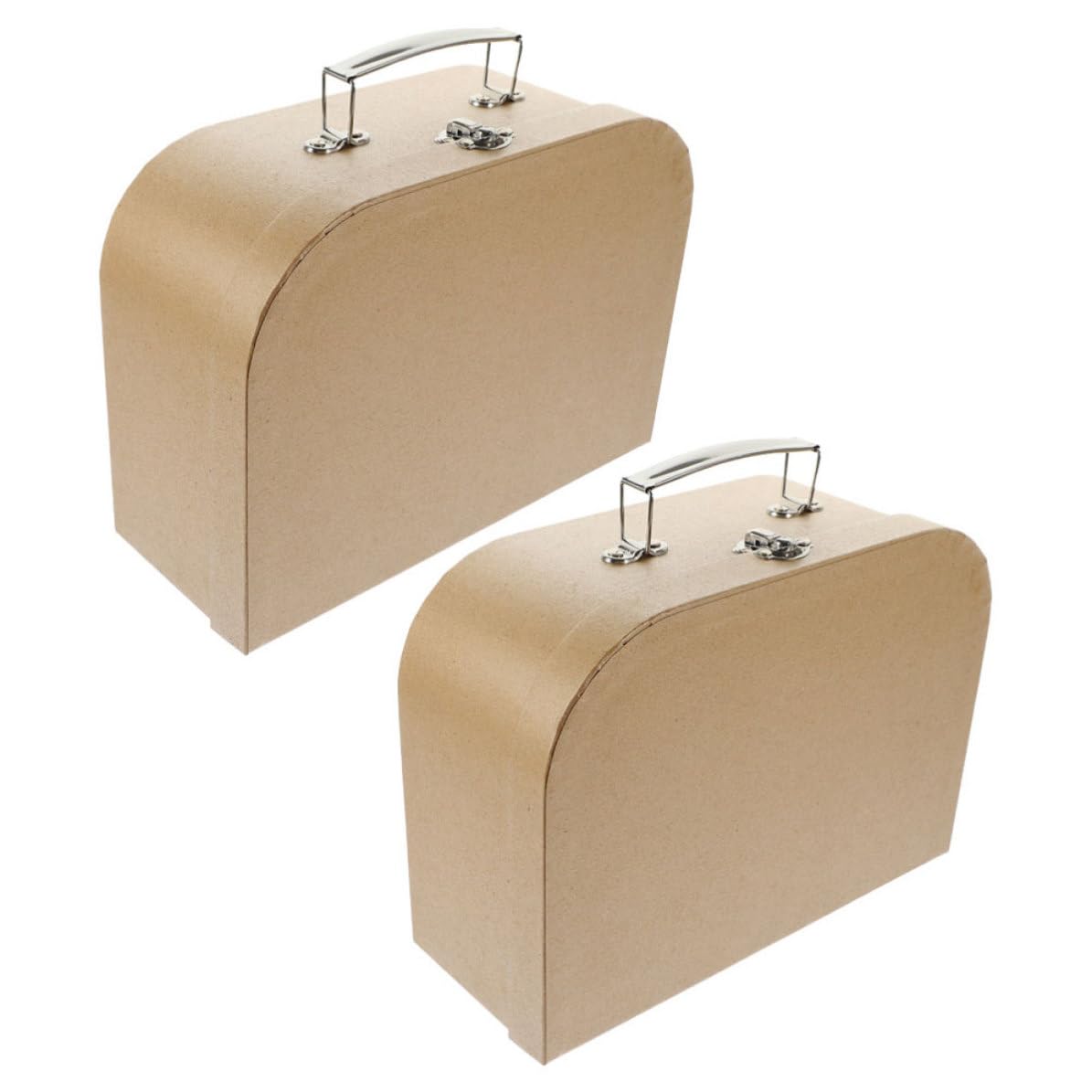 Set 2 Scatole Portaoggetti in Carta Kraft con Manico, Facili da Aprire e Chiudere, per Gioielli e Piccoli Oggetti, Decorazione Raffinata per Comodino